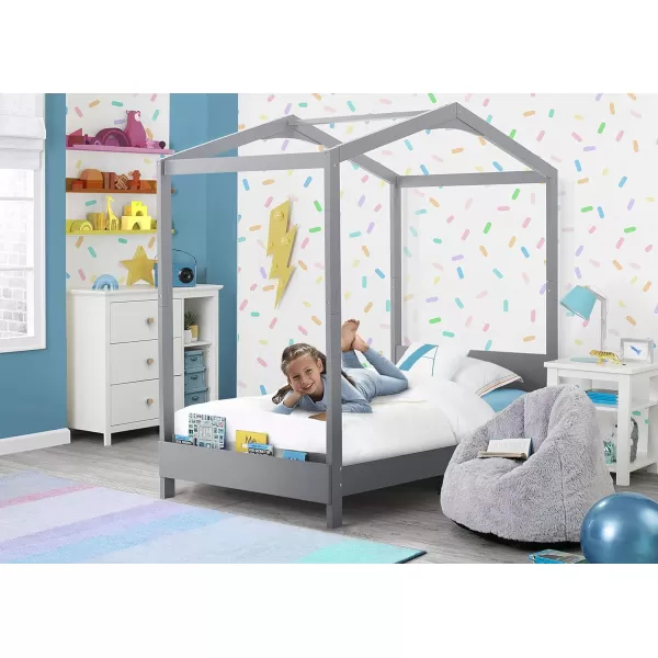 Delta Children Poppy House Wood Twin Bed, Platform Bed - No Box Spring Needed, Blush Pink
