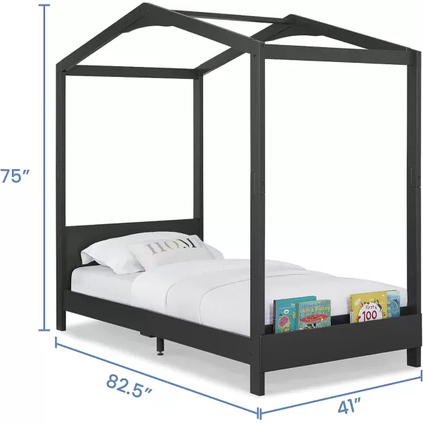 Delta Children Poppy House Wood Twin Bed, Platform Bed - No Box Spring Needed, Blush Pink