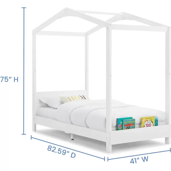 Delta Children Poppy House Wood Twin Bed, Platform Bed - No Box Spring Needed, Blush Pink