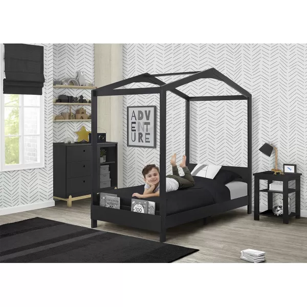 Delta Children Poppy House Wood Twin Bed, Platform Bed - No Box Spring Needed, Blush Pink