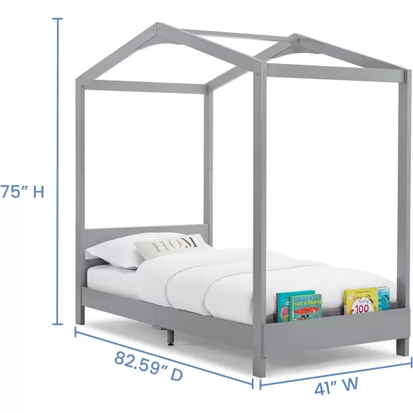 Delta Children Poppy House Wood Twin Bed, Platform Bed - No Box Spring Needed, Blush Pink