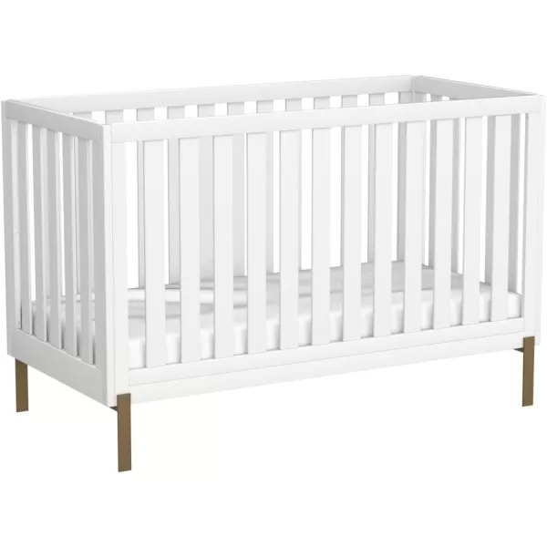Hendrix 4-in-1 Convertible Crib, Greenguard Gold Certified, Bianca White/Bronze