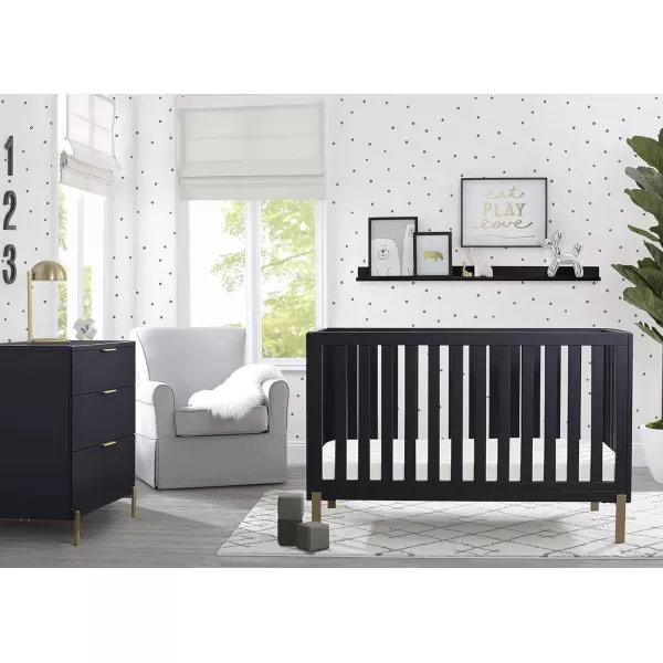 Hendrix 4-in-1 Convertible Crib, Greenguard Gold Certified, Bianca White/Bronze