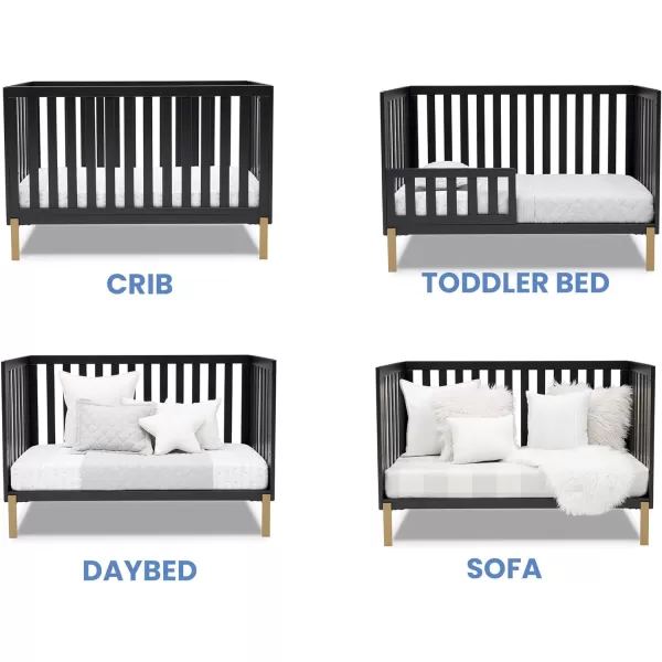 Hendrix 4-in-1 Convertible Crib, Greenguard Gold Certified, Bianca White/Bronze