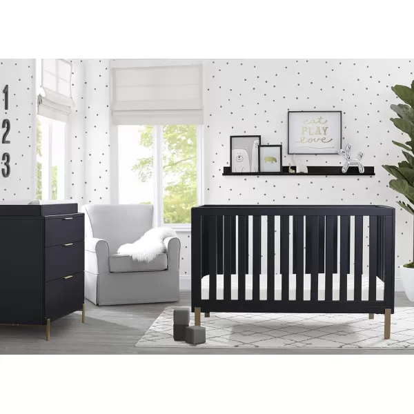 Hendrix 4-in-1 Convertible Crib, Greenguard Gold Certified, Bianca White/Bronze