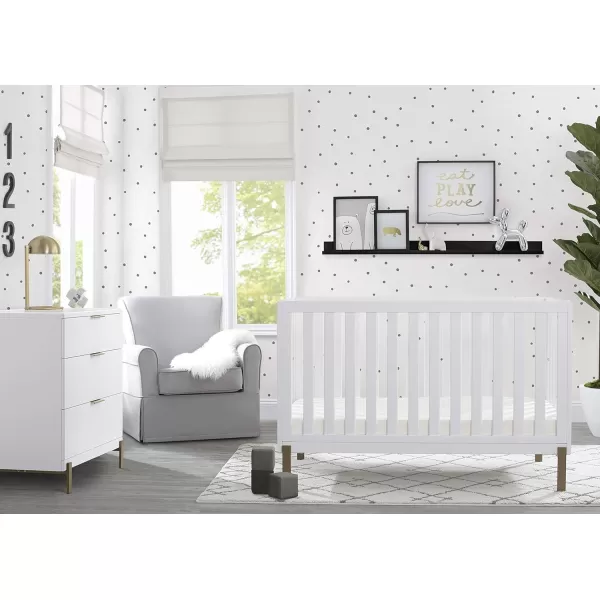 Hendrix 4-in-1 Convertible Crib, Greenguard Gold Certified, Bianca White/Bronze