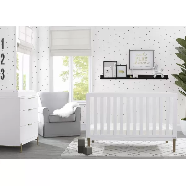 Hendrix 4-in-1 Convertible Crib, Greenguard Gold Certified, Bianca White/Bronze