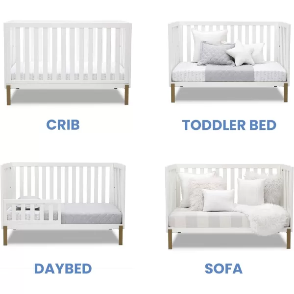 Hendrix 4-in-1 Convertible Crib, Greenguard Gold Certified, Bianca White/Bronze
