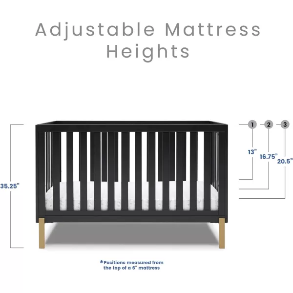 Hendrix 4-in-1 Convertible Crib, Greenguard Gold Certified, Bianca White/Bronze