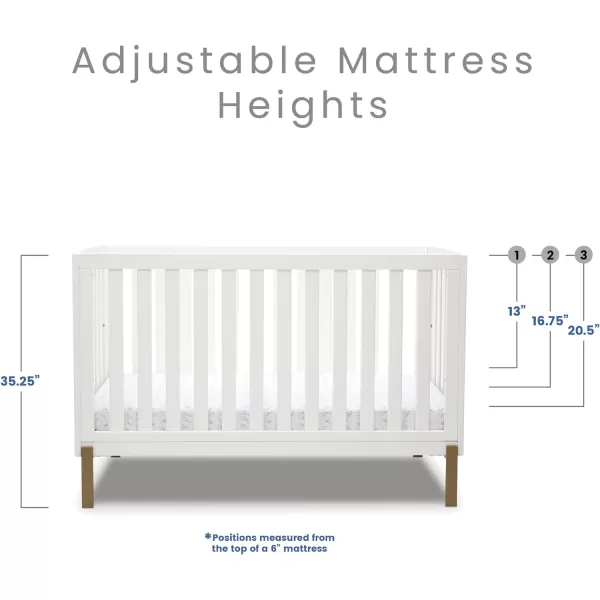 Hendrix 4-in-1 Convertible Crib, Greenguard Gold Certified, Bianca White/Bronze