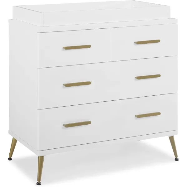 Sloane 4 Drawer Dresser with Changing Top, Bianca White w/Melted Bronze