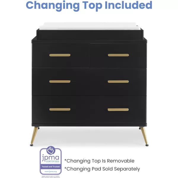 Sloane 4 Drawer Dresser with Changing Top, Bianca White w/Melted Bronze