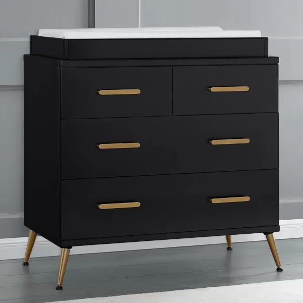 Sloane 4 Drawer Dresser with Changing Top, Bianca White w/Melted Bronze