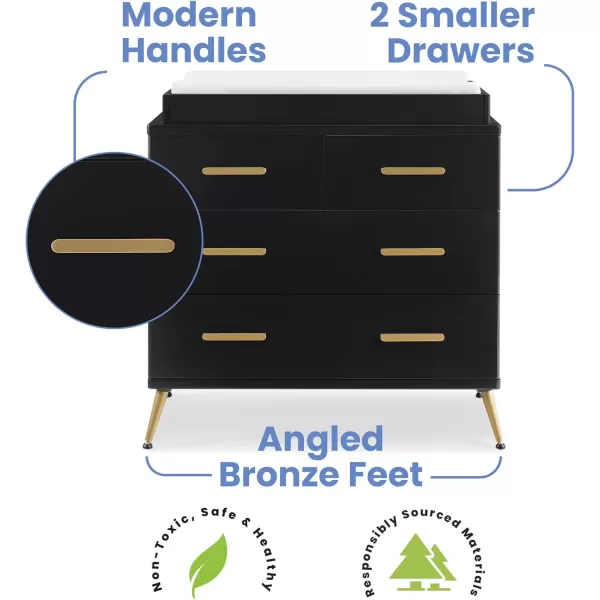 Sloane 4 Drawer Dresser with Changing Top, Bianca White w/Melted Bronze
