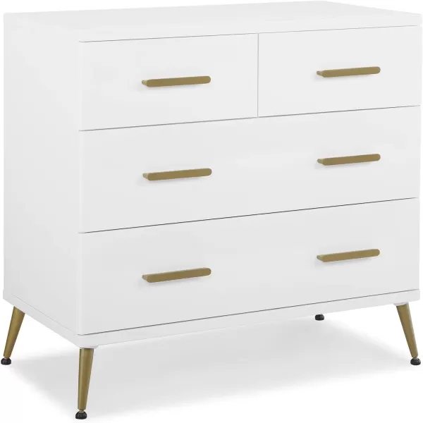 Sloane 4 Drawer Dresser with Changing Top, Bianca White w/Melted Bronze