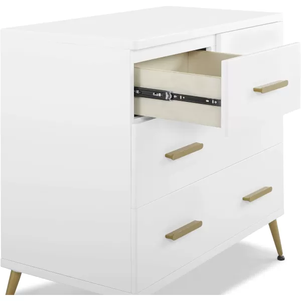 Sloane 4 Drawer Dresser with Changing Top, Bianca White w/Melted Bronze