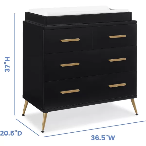 Sloane 4 Drawer Dresser with Changing Top, Bianca White w/Melted Bronze