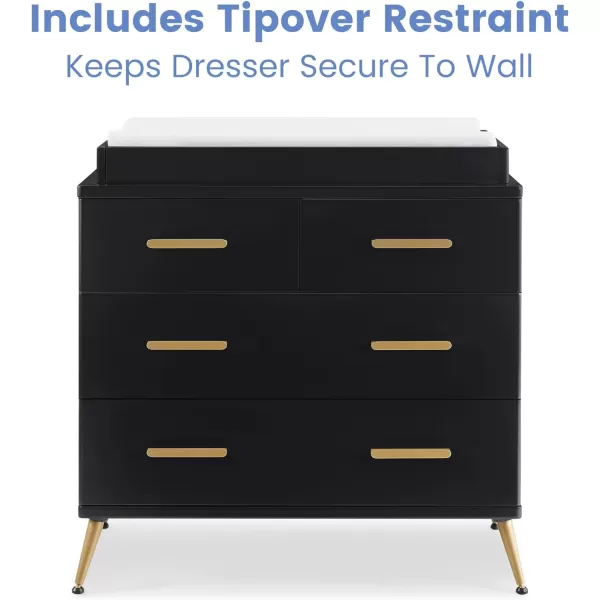 Sloane 4 Drawer Dresser with Changing Top, Bianca White w/Melted Bronze