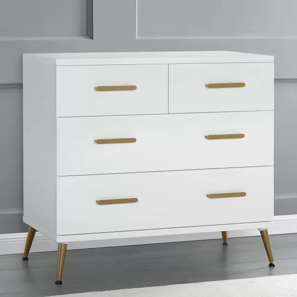 Sloane 4 Drawer Dresser with Changing Top, Bianca White w/Melted Bronze