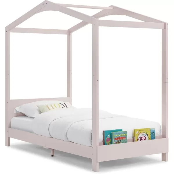 Delta Children Poppy House Wood Twin Bed, Platform Bed - No Box Spring Needed, Blush Pink