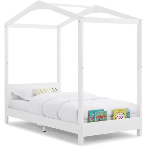 Delta Children Poppy House Wood Twin Bed, Platform Bed - No Box Spring Needed, Blush Pink
