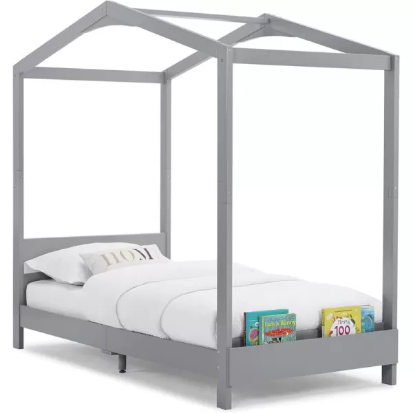 Delta Children Poppy House Wood Twin Bed, Platform Bed - No Box Spring Needed, Blush Pink