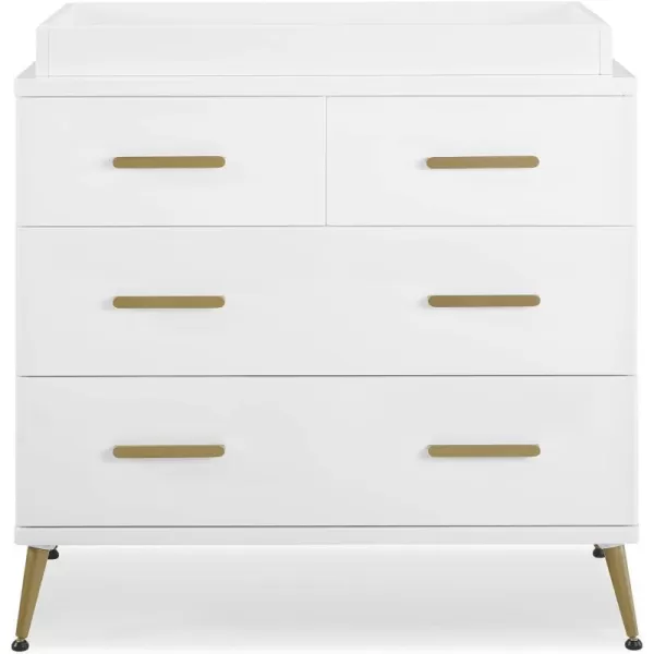 Sloane 4 Drawer Dresser with Changing Top, Bianca White w/Melted Bronze
