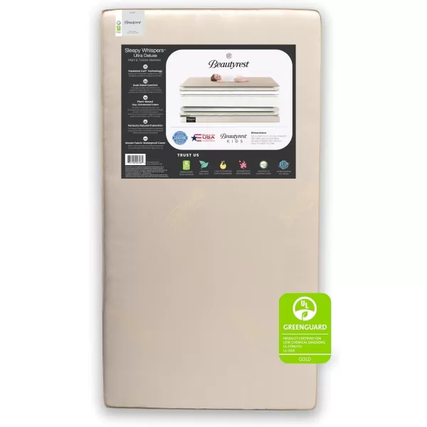 Beautyrest Beginnings Sleepy Whispers Ultra Deluxe 2-in-1 Innerspring Crib and Toddler Mattress | Waterproof | GREENGUARD Gold Certified 
