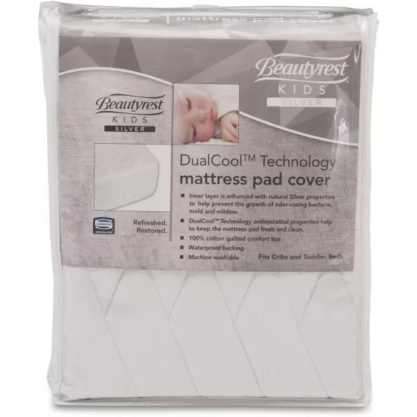 Beautyrest Black Luxury Fitted Baby Crib Mattress Pad Cover | Waterproof | 52” x 28” | Machine Washable, Bright White