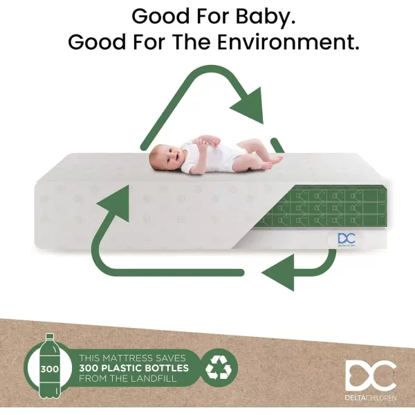 Delta Children Twinkle Stars Dual Sided - 6" Premium Sustainably Sourced Fiber Core Crib and Toddler Mattress - Waterproof - GREENGUARD Gold Certified - 7 Year Warranty - Made in USA
