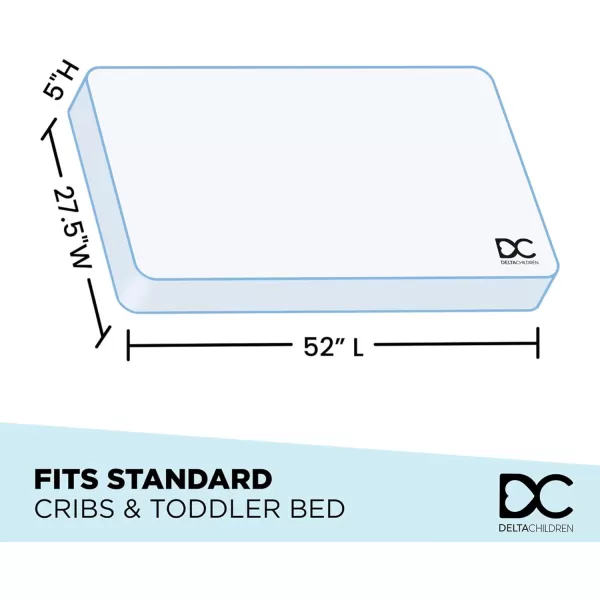 Delta Children Twinkle Stars Dual Sided - 6" Premium Sustainably Sourced Fiber Core Crib and Toddler Mattress - Waterproof - GREENGUARD Gold Certified - 7 Year Warranty - Made in USA