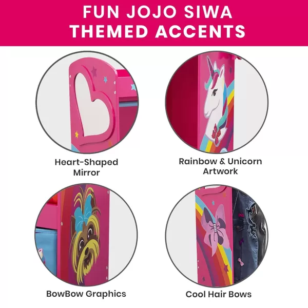 JoJo Siwa Dress and Play Boutique by Delta Children - Pretend Play Costume Storage Wardrobe for Kids with Mirror &amp; Shelves