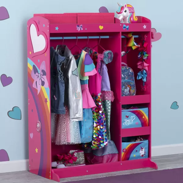 JoJo Siwa Dress and Play Boutique by Delta Children - Pretend Play Costume Storage Wardrobe for Kids with Mirror &amp; Shelves