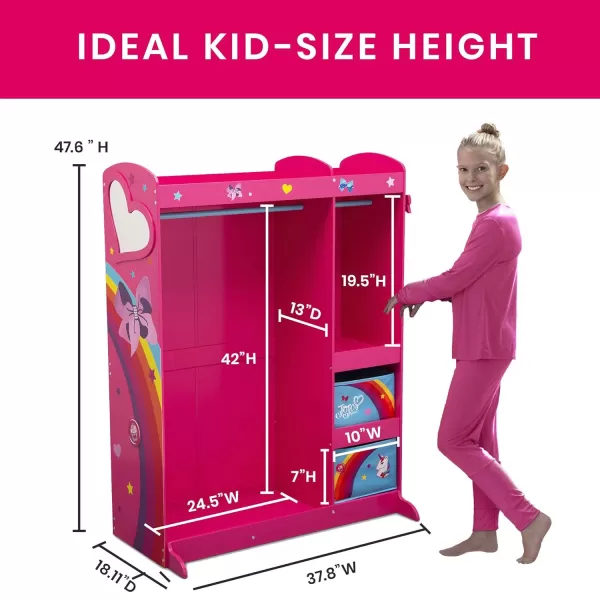 JoJo Siwa Dress and Play Boutique by Delta Children - Pretend Play Costume Storage Wardrobe for Kids with Mirror &amp; Shelves