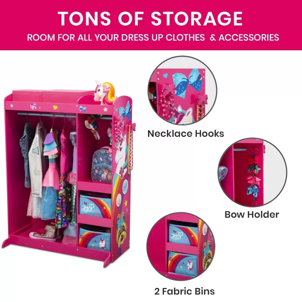 JoJo Siwa Dress and Play Boutique by Delta Children - Pretend Play Costume Storage Wardrobe for Kids with Mirror &amp; Shelves