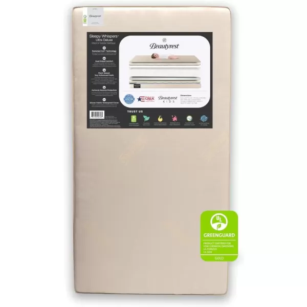 Beautyrest Beginnings Sleepy Whispers Ultra Deluxe 2-in-1 Innerspring Crib and Toddler Mattress | Waterproof | GREENGUARD Gold Certified 
