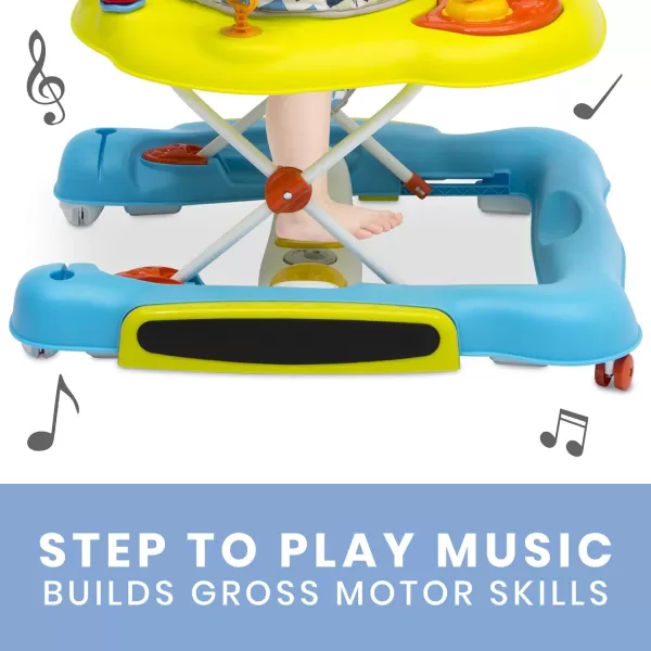 4-in-1 Discover &amp; Play Musical Walker - Features 360 Degree Swivel Seat, Rocker and Walker Mode, Step-to-Play Music, Machine-Washable Seat, Blue/Green