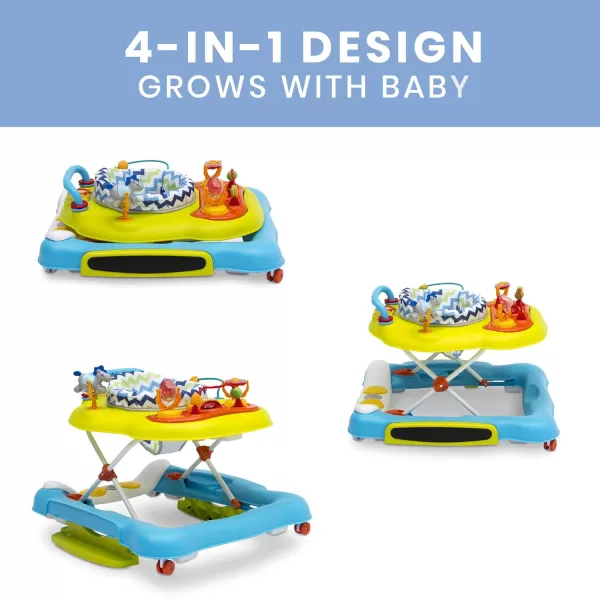 4-in-1 Discover &amp; Play Musical Walker - Features 360 Degree Swivel Seat, Rocker and Walker Mode, Step-to-Play Music, Machine-Washable Seat, Blue/Green
