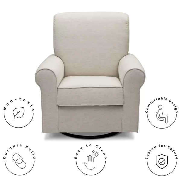Avery Upholstered Glider Swivel Rocker Chair, Heather Grey