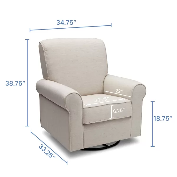 Avery Upholstered Glider Swivel Rocker Chair, Heather Grey