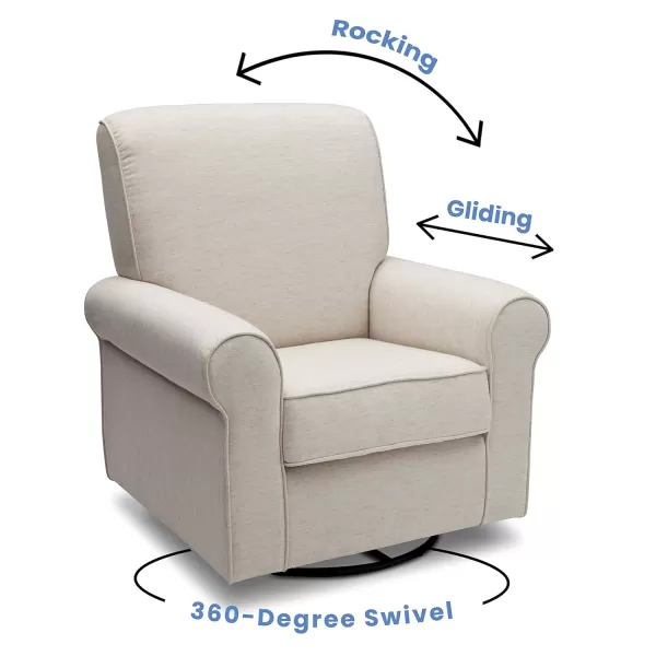 Avery Upholstered Glider Swivel Rocker Chair, Heather Grey