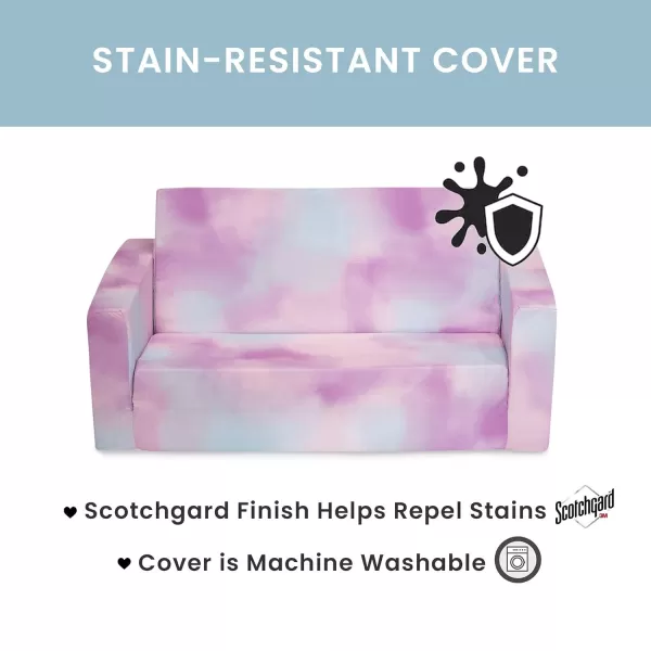Cozee Flip-Out 2-in-1 Convertible Sofa to Lounger for Kids, Pink Tie Dye