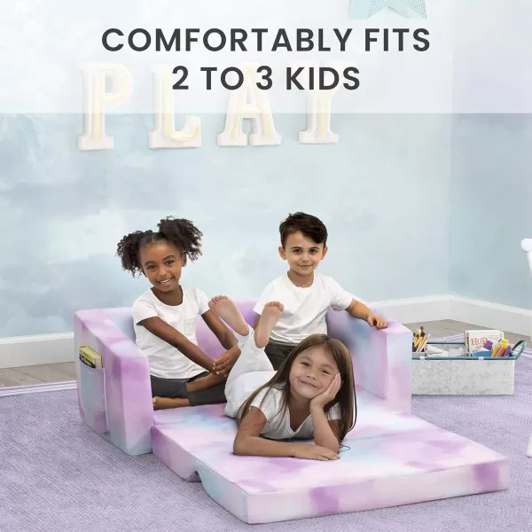 Cozee Flip-Out 2-in-1 Convertible Sofa to Lounger for Kids, Pink Tie Dye