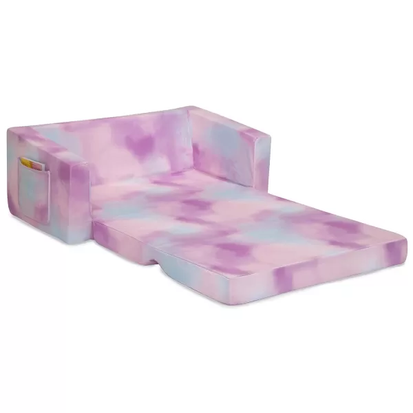 Cozee Flip-Out 2-in-1 Convertible Sofa to Lounger for Kids, Pink Tie Dye