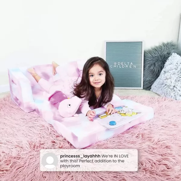 Cozee Flip-Out 2-in-1 Convertible Sofa to Lounger for Kids, Pink Tie Dye