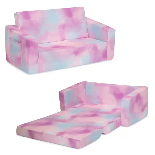 Cozee Flip-Out 2-in-1 Convertible Sofa to Lounger for Kids, Pink Tie Dye