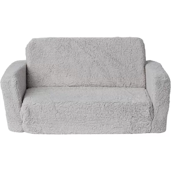 Cozee Flip-Out Sherpa 2-in-1 Convertible Sofa to Lounger for Kids, Grey