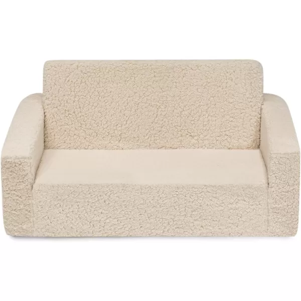Cozee Flip-Out Sherpa 2-in-1 Convertible Sofa to Lounger for Kids, Grey