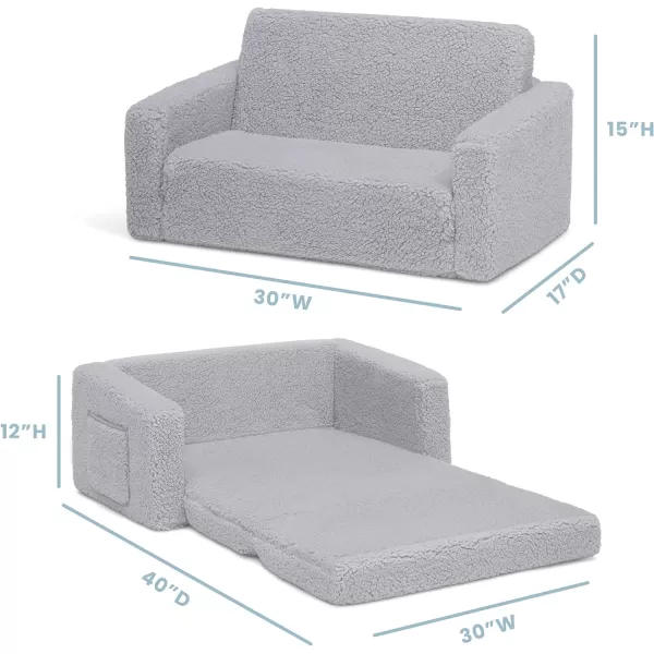 Cozee Flip-Out Sherpa 2-in-1 Convertible Sofa to Lounger for Kids, Grey