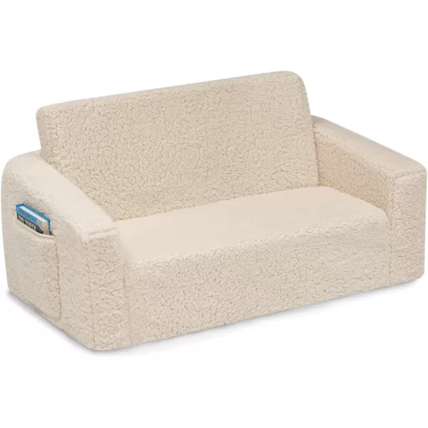 Cozee Flip-Out Sherpa 2-in-1 Convertible Sofa to Lounger for Kids, Grey